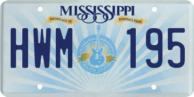 MS license plate HWM195