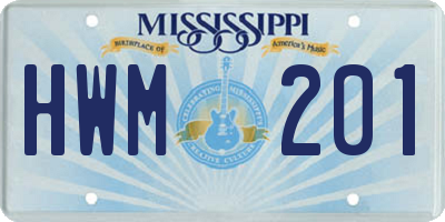 MS license plate HWM201