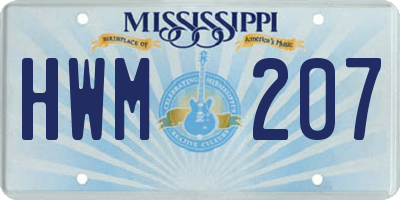 MS license plate HWM207