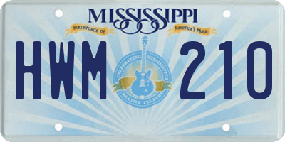 MS license plate HWM210