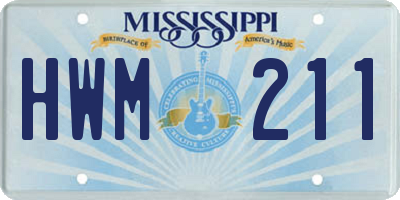 MS license plate HWM211