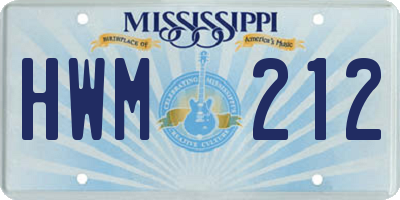 MS license plate HWM212
