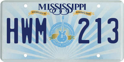 MS license plate HWM213