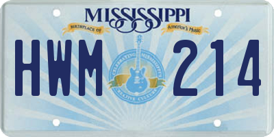 MS license plate HWM214