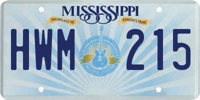MS license plate HWM215