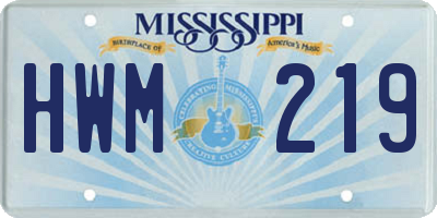 MS license plate HWM219
