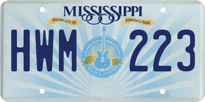 MS license plate HWM223