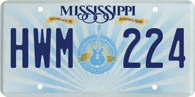MS license plate HWM224