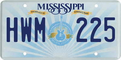 MS license plate HWM225