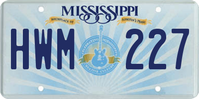 MS license plate HWM227