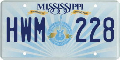 MS license plate HWM228