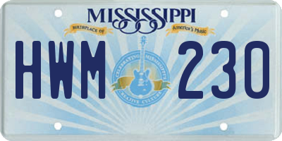 MS license plate HWM230