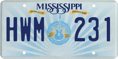 MS license plate HWM231