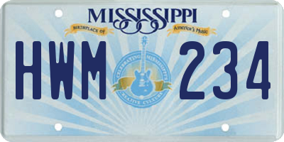 MS license plate HWM234