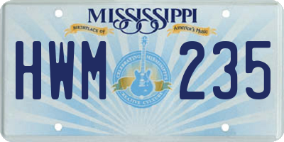 MS license plate HWM235