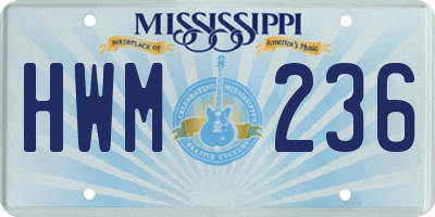 MS license plate HWM236