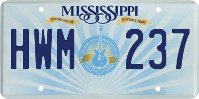 MS license plate HWM237