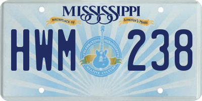 MS license plate HWM238