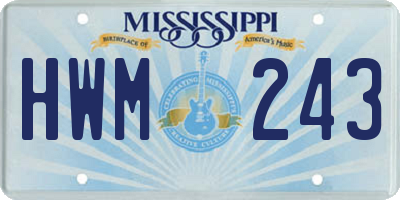 MS license plate HWM243