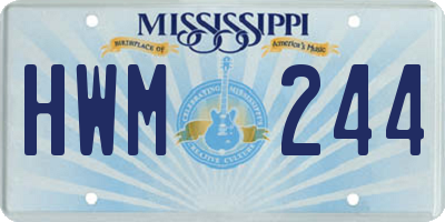 MS license plate HWM244