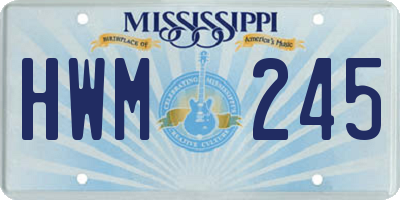 MS license plate HWM245