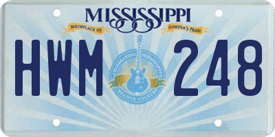 MS license plate HWM248