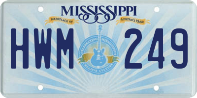 MS license plate HWM249
