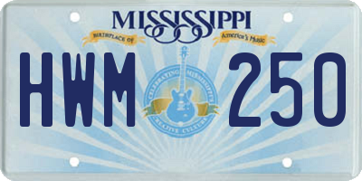 MS license plate HWM250