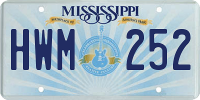 MS license plate HWM252
