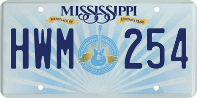 MS license plate HWM254