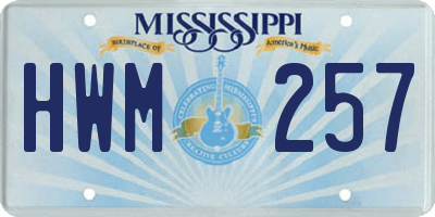 MS license plate HWM257