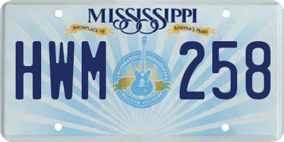 MS license plate HWM258