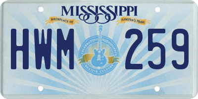 MS license plate HWM259
