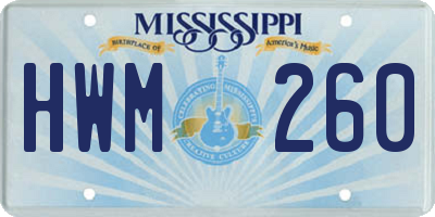 MS license plate HWM260