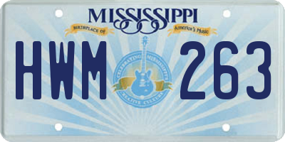 MS license plate HWM263