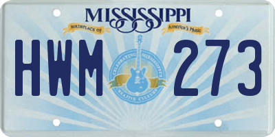 MS license plate HWM273