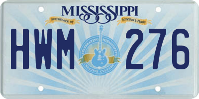 MS license plate HWM276