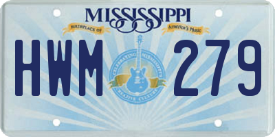 MS license plate HWM279