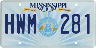 MS license plate HWM281