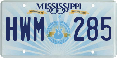 MS license plate HWM285