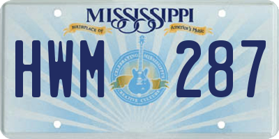 MS license plate HWM287