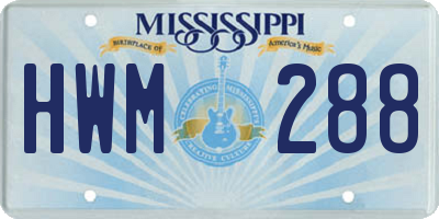 MS license plate HWM288