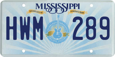 MS license plate HWM289