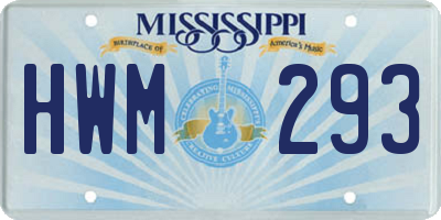 MS license plate HWM293