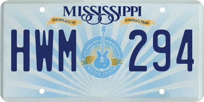 MS license plate HWM294