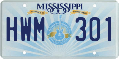 MS license plate HWM301