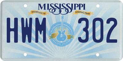 MS license plate HWM302