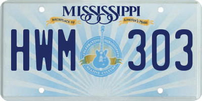 MS license plate HWM303
