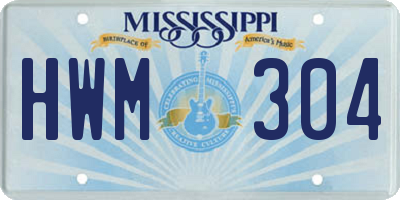 MS license plate HWM304