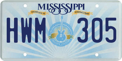 MS license plate HWM305